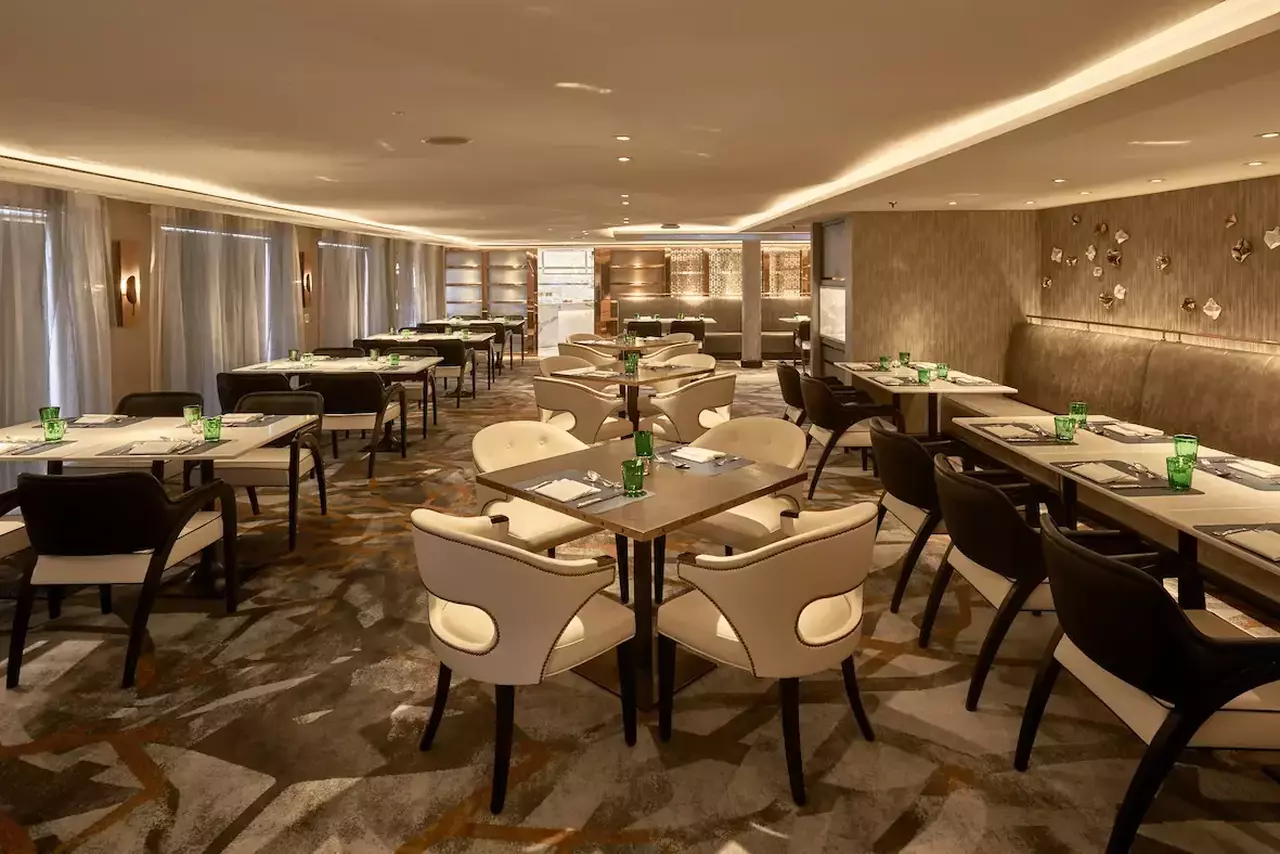 The elegant main restaurant aboard Riverside Mozart